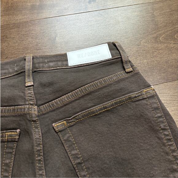 RE/DONE 70s Ultra High Rise Stove Pipe Jeans in Washed Chocolate size 26 NWT - Picture 7 of 11